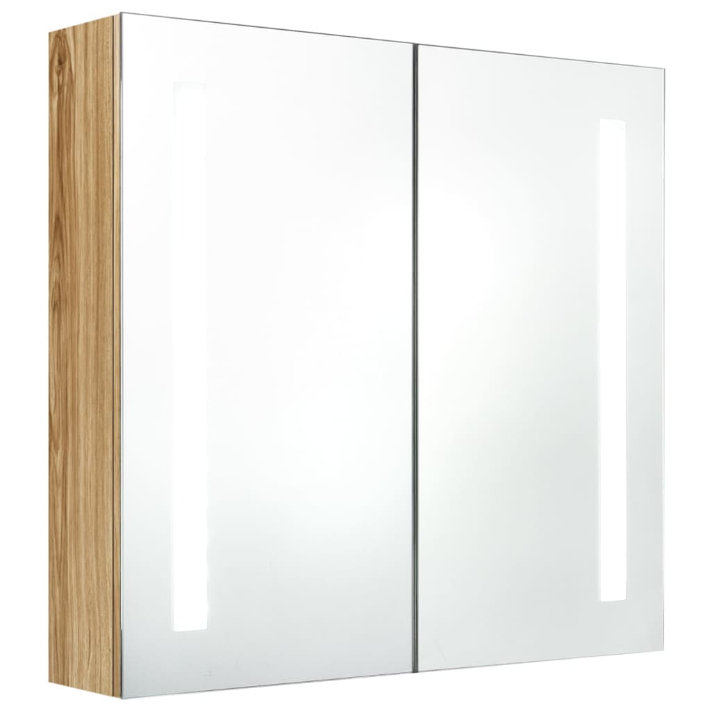 Armadietto Bagno con Specchio e LED Rovere 62x14x60 cm 326522