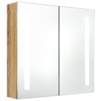 Armadietto Bagno con Specchio e LED Rovere 62x14x60 cm 326522