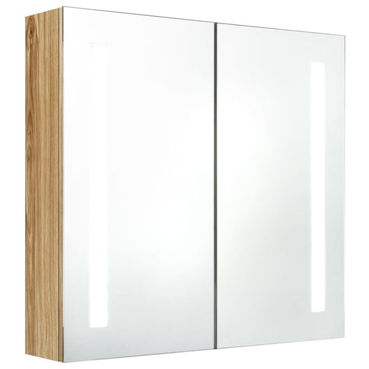 Armadietto Bagno con Specchio e LED-Mobile bagno con specchio Rovere 62x14x60 cm