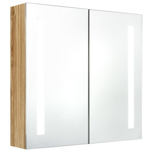 Armadietto Bagno con Specchio e LED Rovere 62x14x60 cm cod mxl 77172