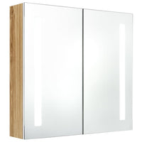 Armadietto Bagno con Specchio e LED Bianco e Rovere 62x14x60 cm 326523