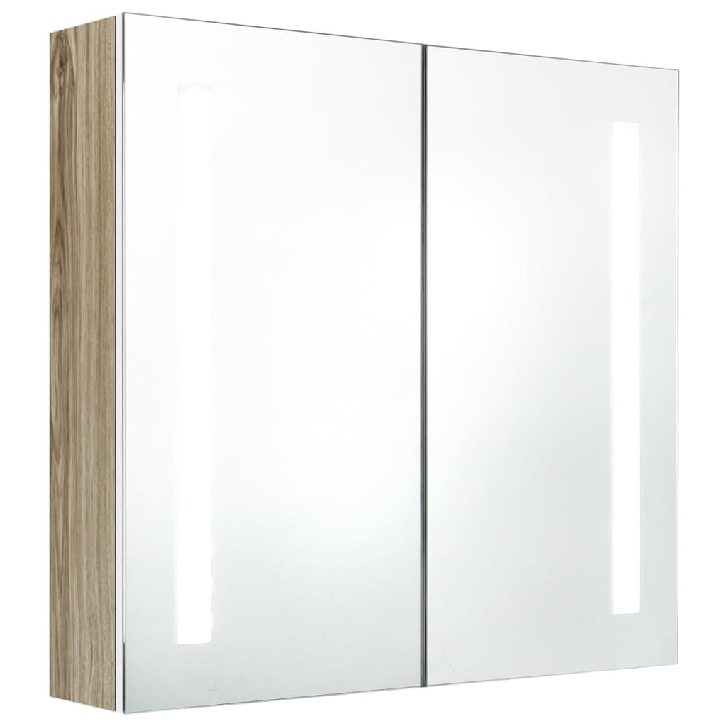 Mobile da bagno con specchio LED bianco 62 x 14 x 60 cm rovere 02_0006587