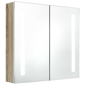 Mobile da bagno con specchio LED bianco 62 x 14 x 60 cm rovere 02_0006587