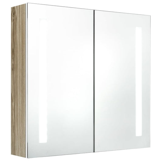 Mobile da bagno con specchio LED bianco 62 x 14 x 60 cm rovere 02_0006587