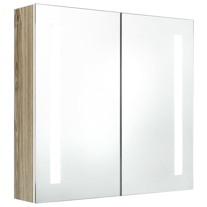 Mobile da bagno con specchio LED bianco 62 x 14 x 60 cm rovere 02_0006587