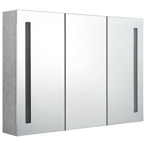 Armadietto Bagno con Specchio e LED-Mobile bagno con specchio Grigio Cemento 89x14x62 cm
