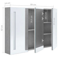 Mobile da bagno specchio LED 89 x 14 x 62 cm MDF grigio 02_0006607