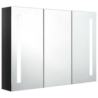 Armadietto Bagno con Specchio e LED-Mobile bagno con specchio Nero Lucido 89x14x62 cm