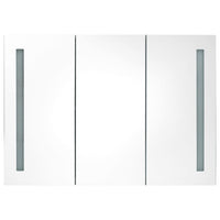 Armadietto Bagno con Specchio e LED-Mobile bagno con specchio Nero Lucido 89x14x62 cm