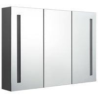 Armadietto Bagno con Specchio e LED-Mobile bagno con specchio 89x14x62 cm Grigio