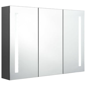 Armadietto Bagno con Specchio e LED 89x14x62 cm Grigio 326527