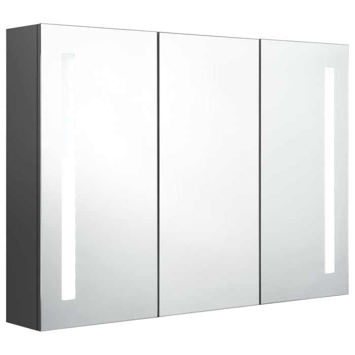 Armadietto Bagno con Specchio e LED 89x14x62 cm Grigio 326527