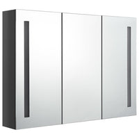 Armadietto Bagno con Specchio e LED-Mobile bagno con specchio 89x14x62 cm Grigio Lucido