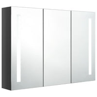 Armadietto Bagno con Specchio e LED Grigio Lucido 89x14x62 cm cod mxl 58611