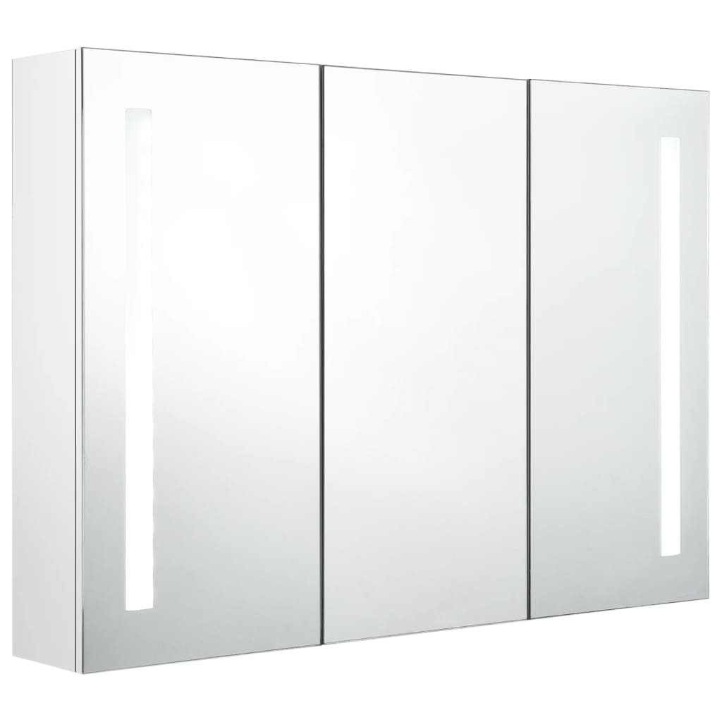 Mobile bagno specchio LED 89 x 14 x 62 cm bianco lucido 02_0006577