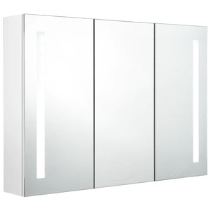 Mobile bagno specchio LED 89 x 14 x 62 cm bianco lucido 02_0006577