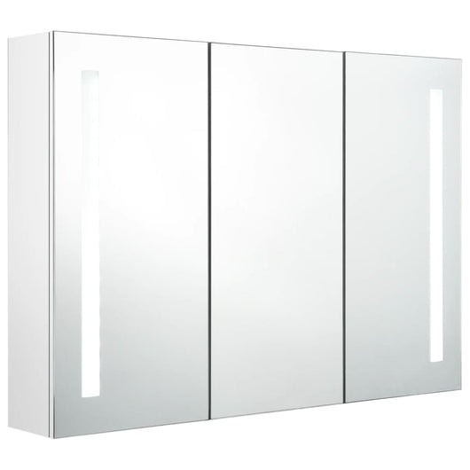 Mobile bagno specchio LED 89 x 14 x 62 cm bianco lucido 02_0006577