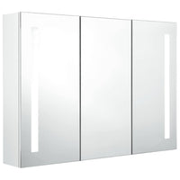 Armadietto Bagno con Specchio e LED Bianco Lucido 89x14x62 cm 326531