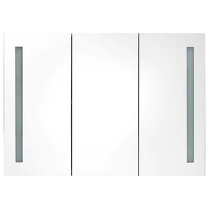 Armadietto Bagno con Specchio e LED Bianco Lucido 89x14x62 cm 326531