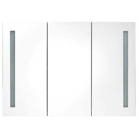 Armadietto Bagno con Specchio e LED Bianco Lucido 89x14x62 cmcod mxl 97027