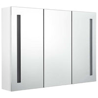 Armadietto Bagno con Specchio e LED Bianco Lucido 89x14x62 cm 326531