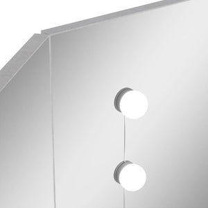 Toeletta tavolo da trucco mobile di design mobile per camera da letto angolare con LED 111 x 54 x 141,5 cm grigio 02_0006390