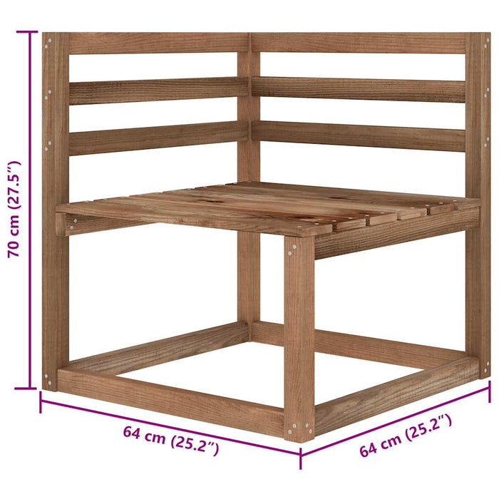 Divani Angolari Pallet da Giardino 2 pz Marrone Pino Impregnato 316192
