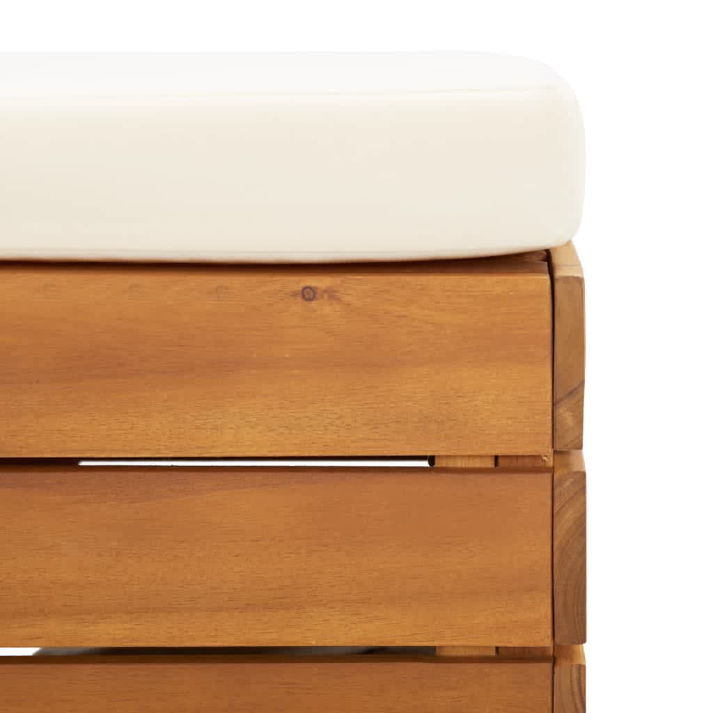 Set Tavolino Poggiapiedi da Giardino Cuscino Massello d'Acacia 316083