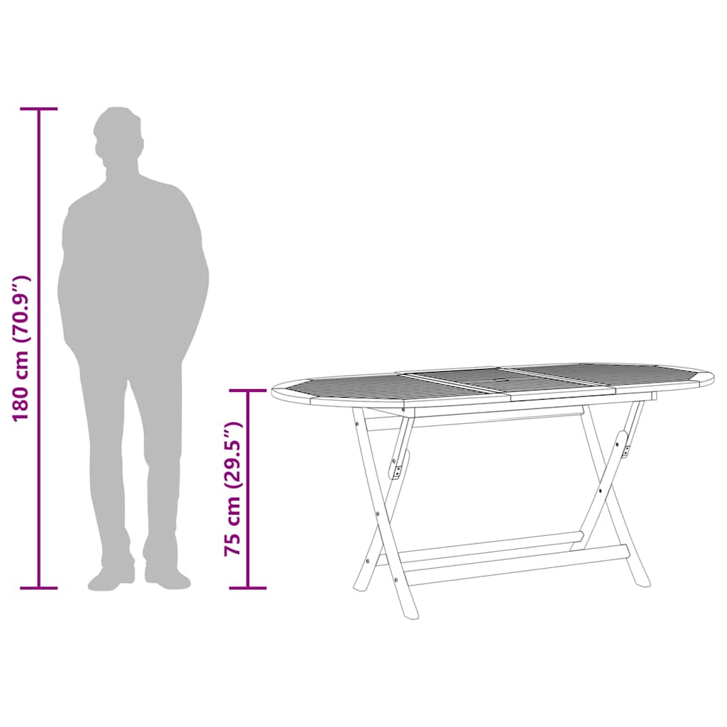 Tavolo da Giardino Pieghevole 160x85x75cm Massello di Eucalipto 312454