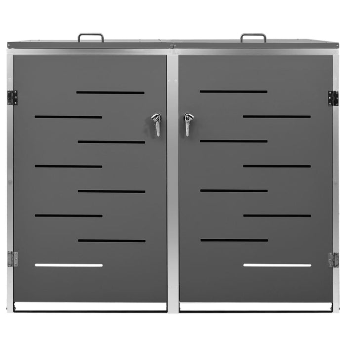 Copri Bidoni Pattumiera Doppia 138x77,5x115,5 cm Acciaio Inox cod mxl 52620