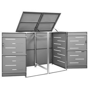 Copri Bidoni Pattumiera Doppia 138x77,5x112,5 cm Acciaio Inox 149555