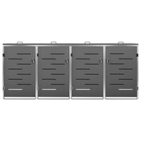 Copri Bidoni Pattume Quadruplo 276,5x77,5x112,5 cm Acciaio Inox 149557