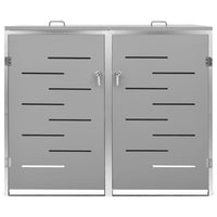 Copri Bidoni Pattumiera Doppia 138x77,5x112,5 cm Acciaio Inox 149559