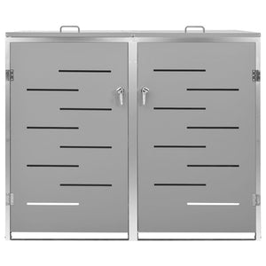 Copri Bidoni Pattumiera Doppia 138x77,5x112,5 cm Acciaio Inox 149559