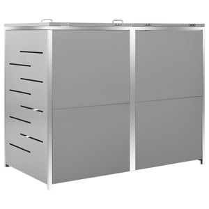 Copri Bidoni Pattumiera Doppia 138x77,5x112,5 cm Acciaio Inox 149559