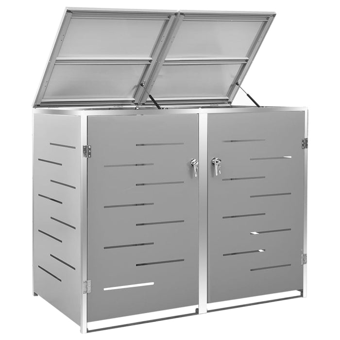 Copri Bidoni Pattumiera Doppia 138x77,5x112,5 cm Acciaio Inox 149559