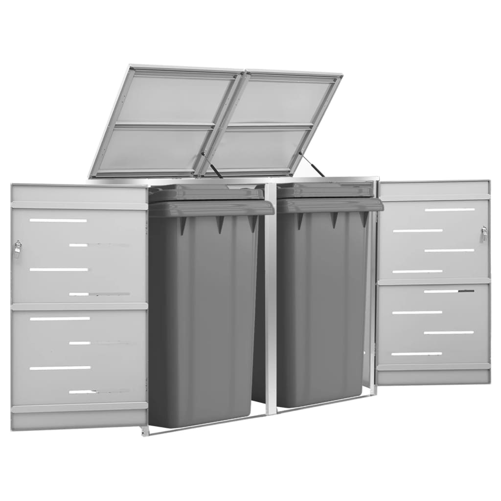 Copri Bidoni Pattumiera Doppia 138x77,5x112,5 cm Acciaio Inox 149559