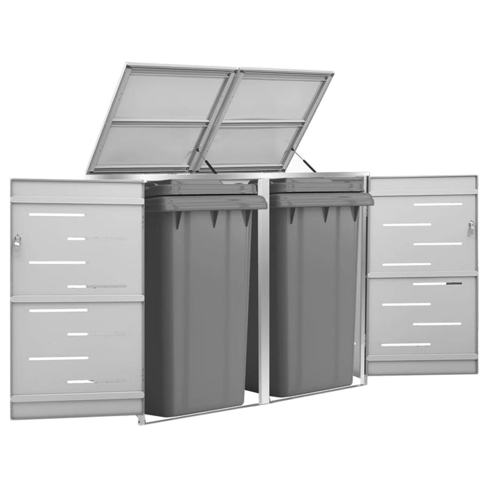 Copri Bidoni Pattumiera Doppia 138x77,5x112,5 cm Acciaio Inox 149559