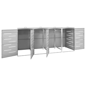 Copri Bidoni Pattume Quadruplo 276,5x77,5x112,5 cm Acciaio Inox 149561