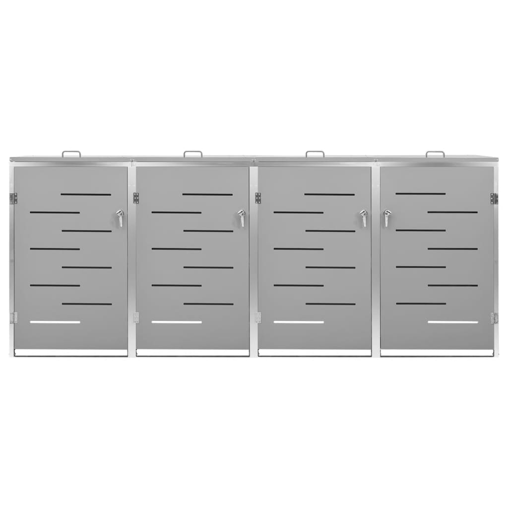 Copri Bidoni Pattume Quadruplo 276,5x77,5x112,5 cm Acciaio Inox 149561