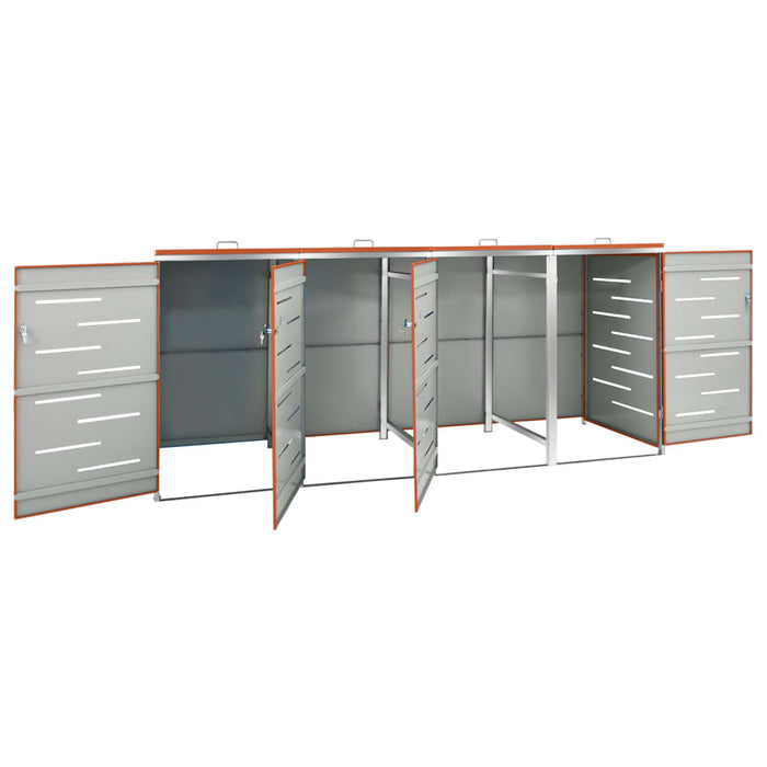 Copri Bidoni Pattume Quadruplo 276,5x77,5x112,5 cm Acciaio Inox 149565