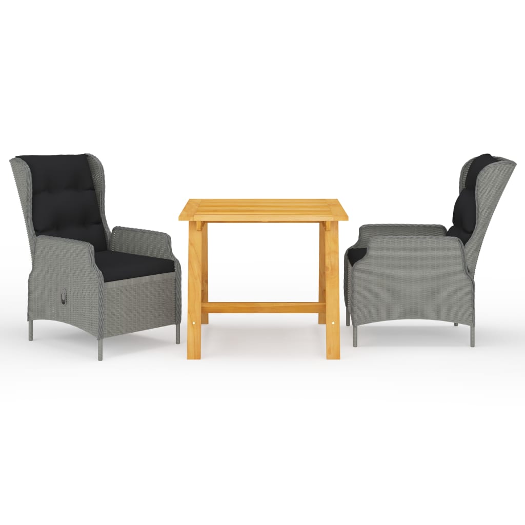 Set Mobili da Pranzo per Giardino 3 pz Grigio Chiaro cod mxl 36066