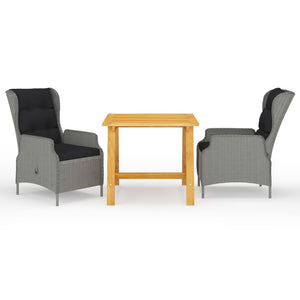 Set Mobili da Pranzo per Giardino 3 pz Grigio Chiaro cod mxl 36066