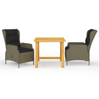 Set Mobili da Pranzo per Giardino 3 pz Marrone cod mxl 36070