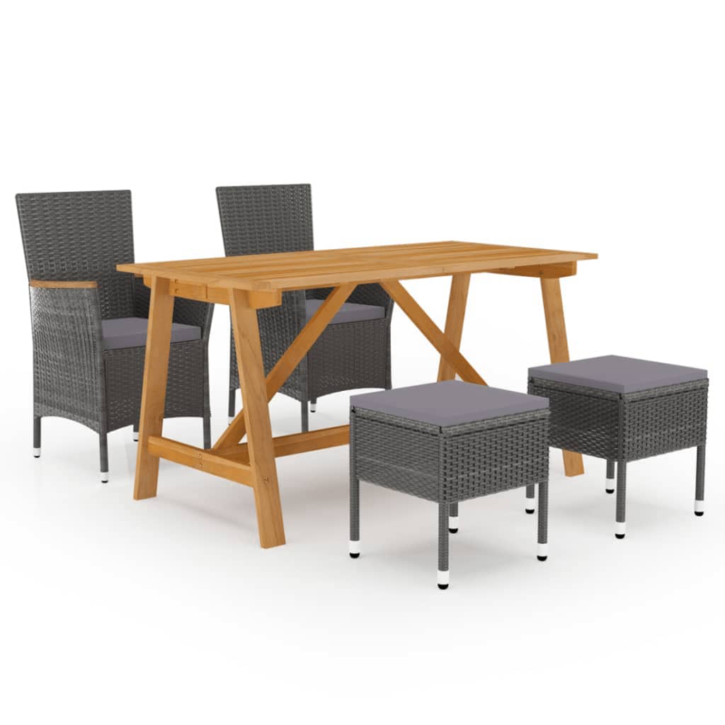 Set Mobili da Pranzo per Giardino 5 pz Grigio cod mxl 69231