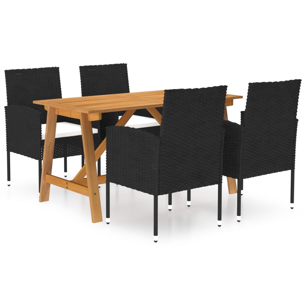 Set Mobili da Pranzo per Giardino 5 pz Nero cod mxl 49226