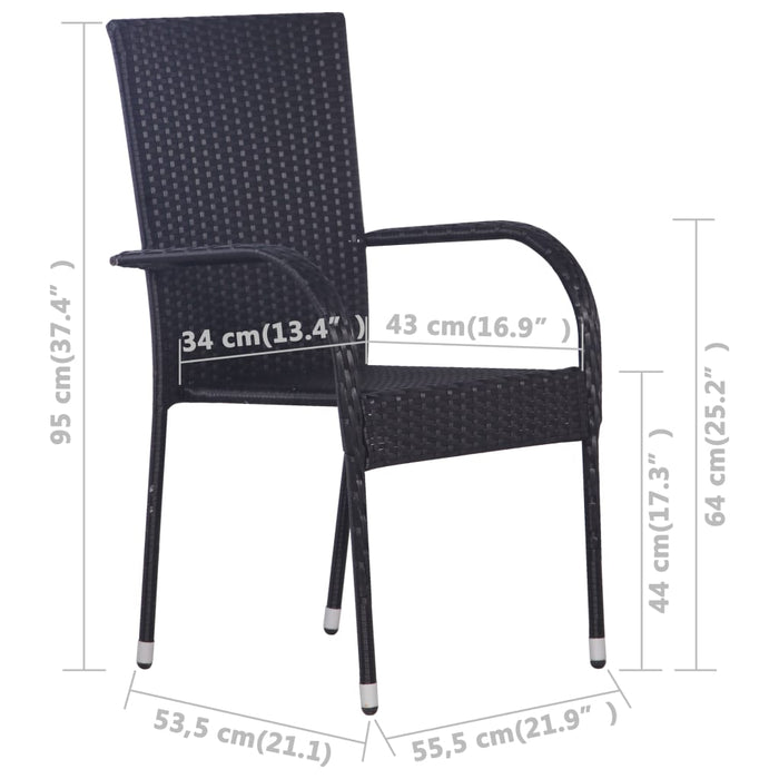 Set Mobili da Pranzo per Giardino 5 pz Nero 3067784