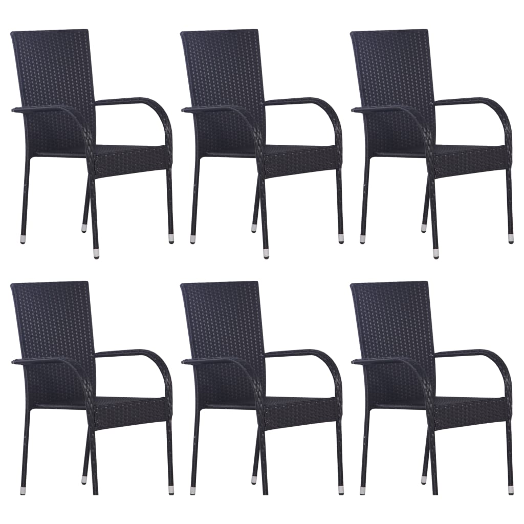 Set Mobili da Pranzo per Giardino 7 pz Nero 3067787