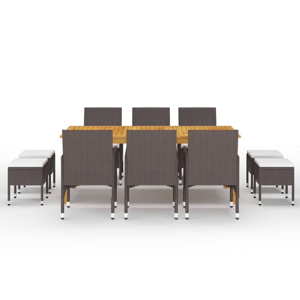 Set Mobili da Pranzo per Giardino 11 pz Marrone 3067874