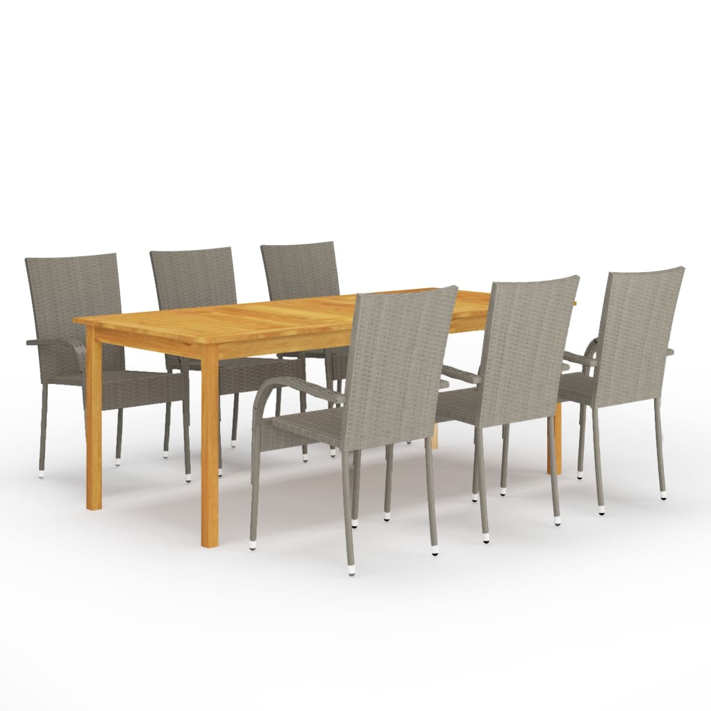 Set Mobili da Pranzo per Giardino 7 pz Grigio cod mxl 51646